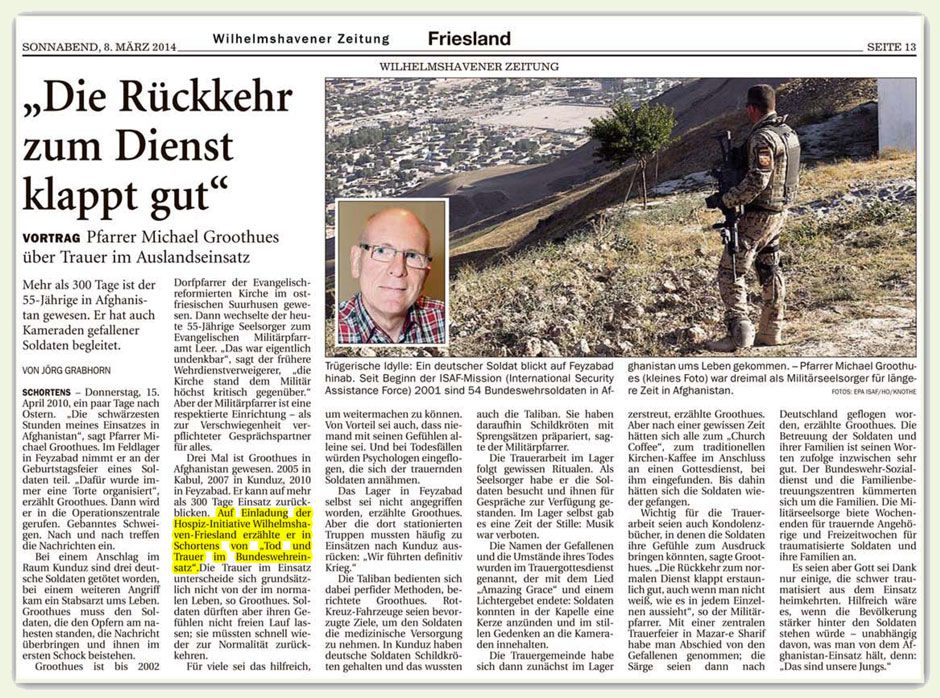 Wilhelmshavener Zeitung vom 08.03.2014